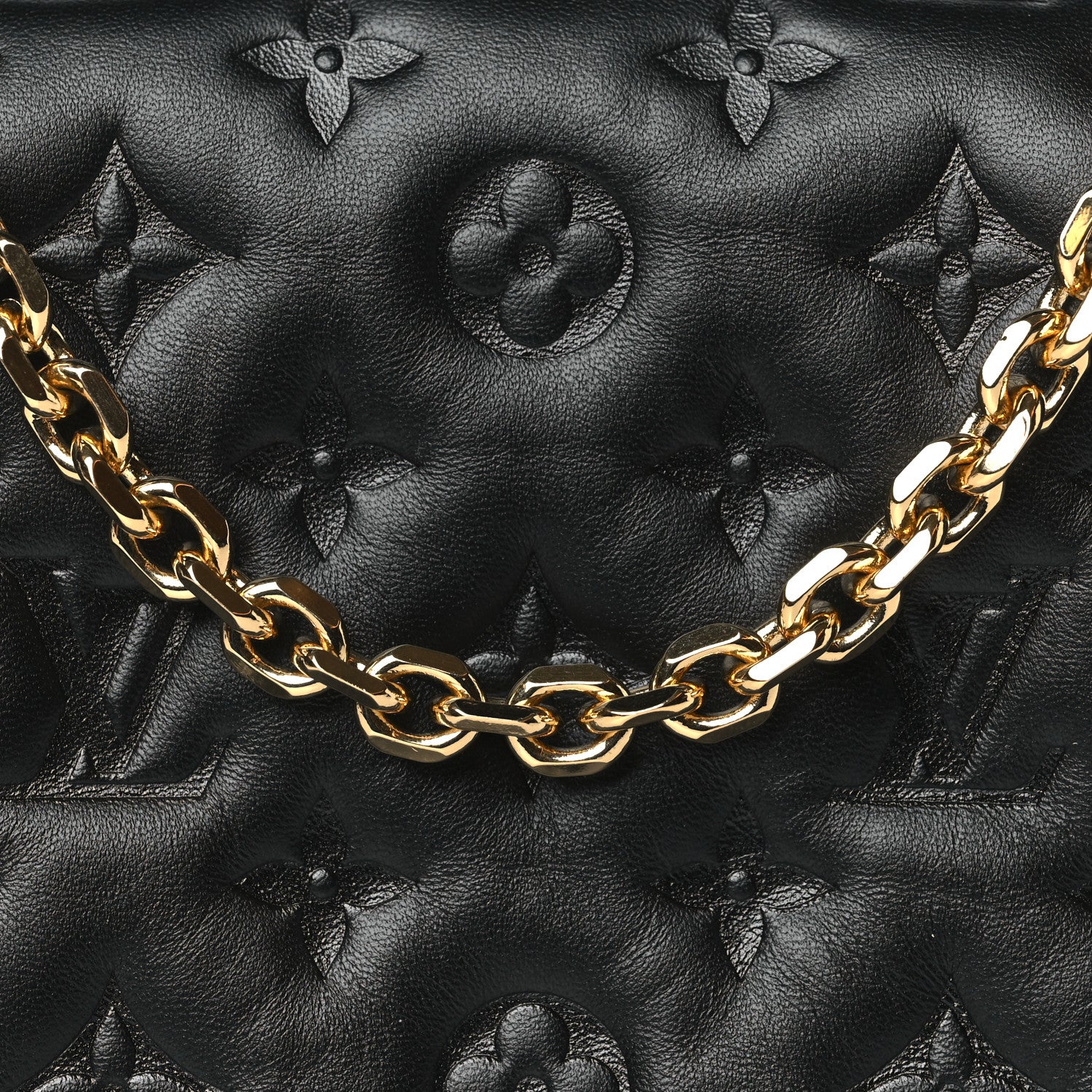 Louis Vuitton Lambskin Embossed Monogram Pochette Coussin Black 7 of 11