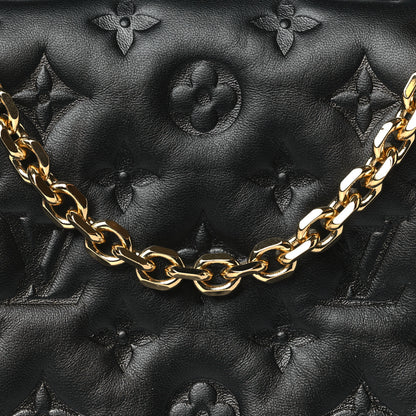 Louis Vuitton Lambskin Embossed Monogram Pochette Coussin Black 7 of 11