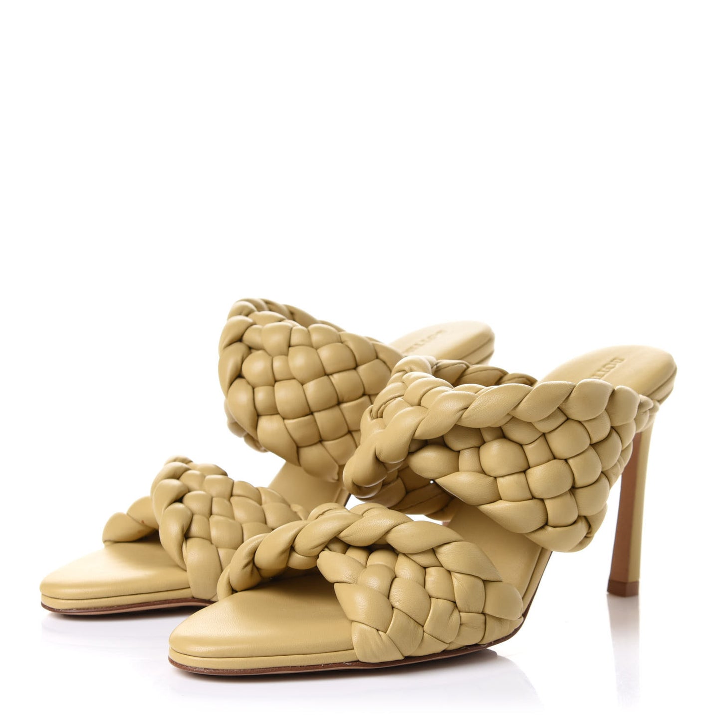 Nappa Twisted Padded Intrecciato Curve Slide Sandals 36 Tapioca