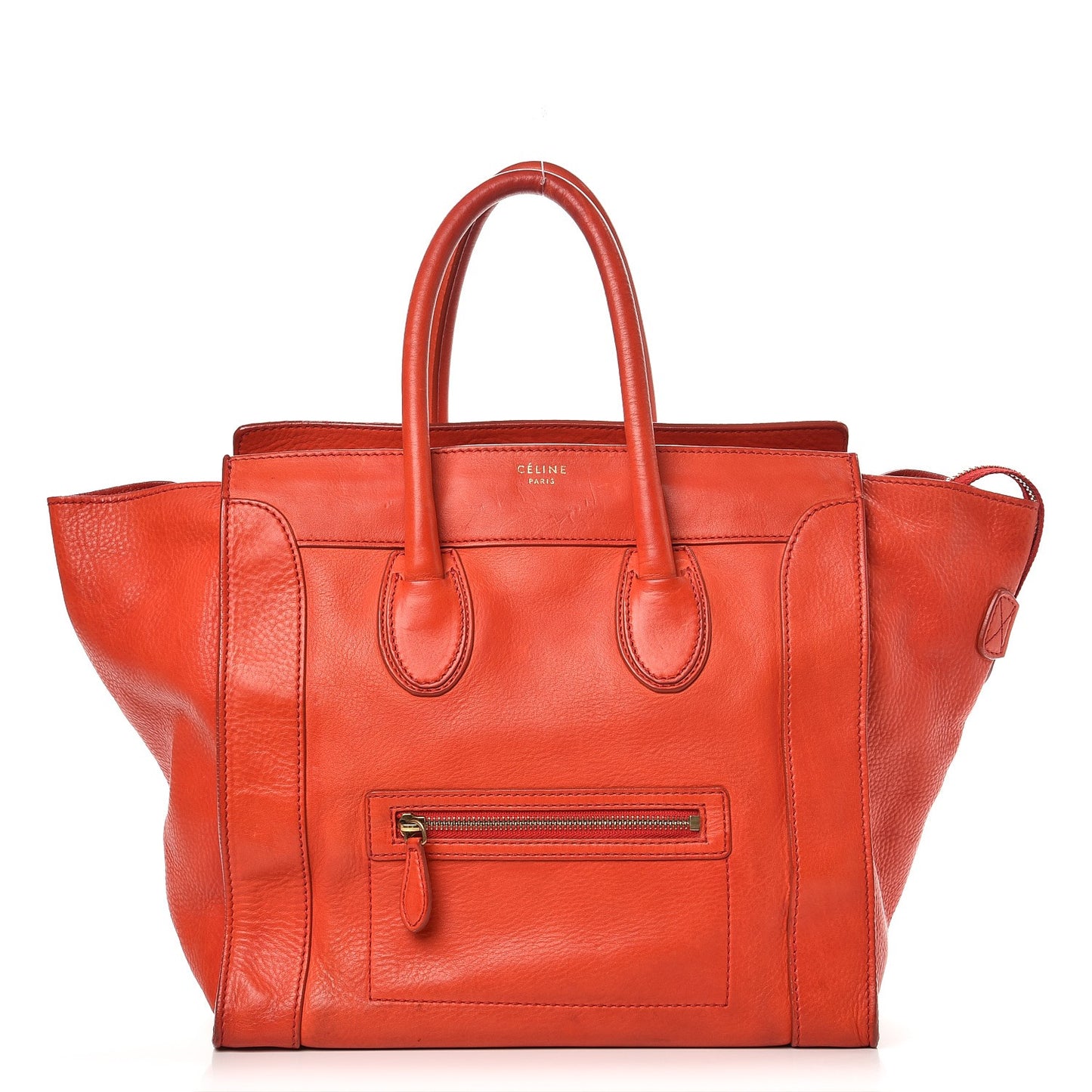 Drummed Calfskin Mini Luggage Vermillion