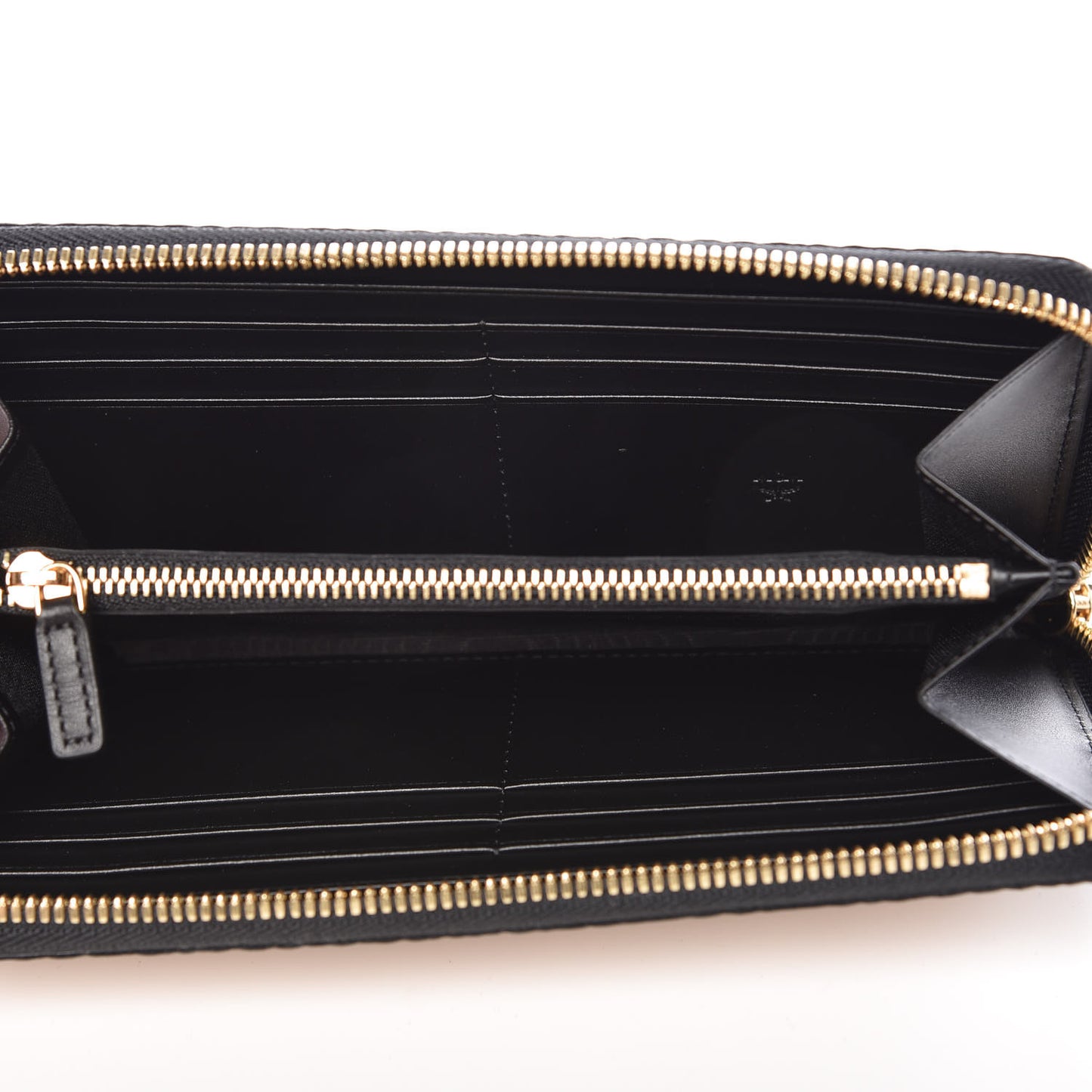 Metallic Visetos Large Zip Around Wallet Gold