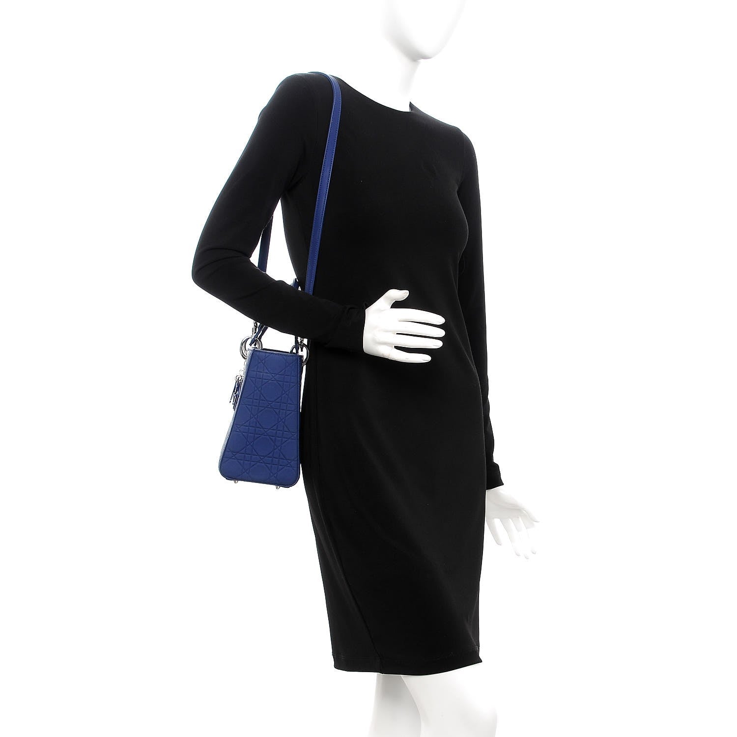 Christian Dior Lambskin Cannage Medium Lady Dior Blue 2 of 15