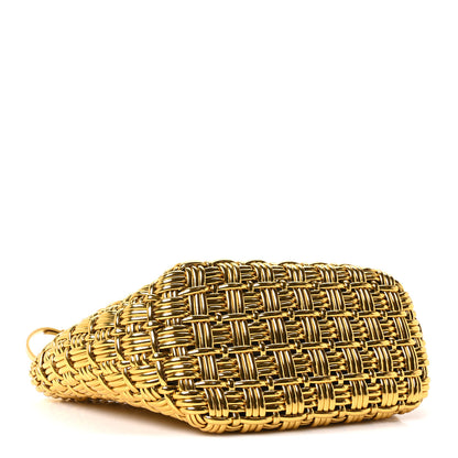 Balenciaga Metallic Patent Calfskin Braided XS Bistro Basket Gold 4 of 11