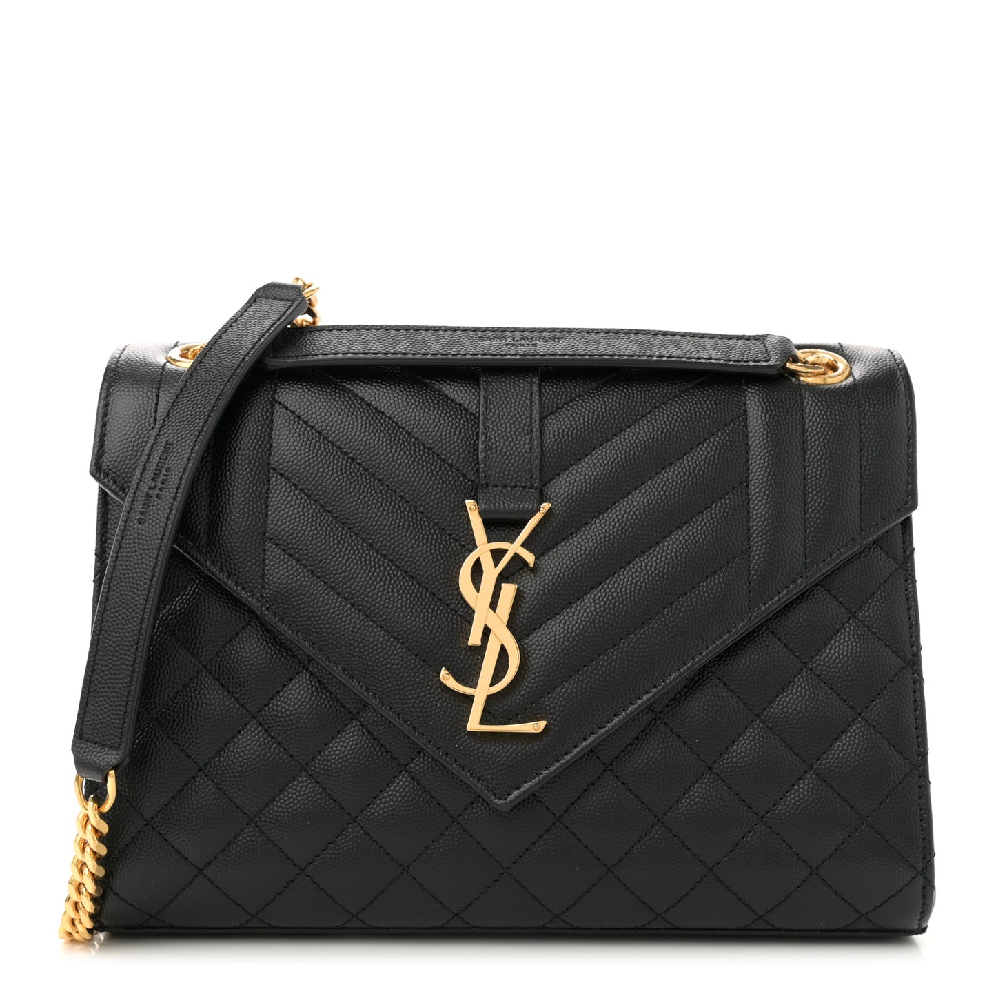 Grain De Poudre Textured Mixed Matelasse Triquilt Medium Monogram Satchel Black