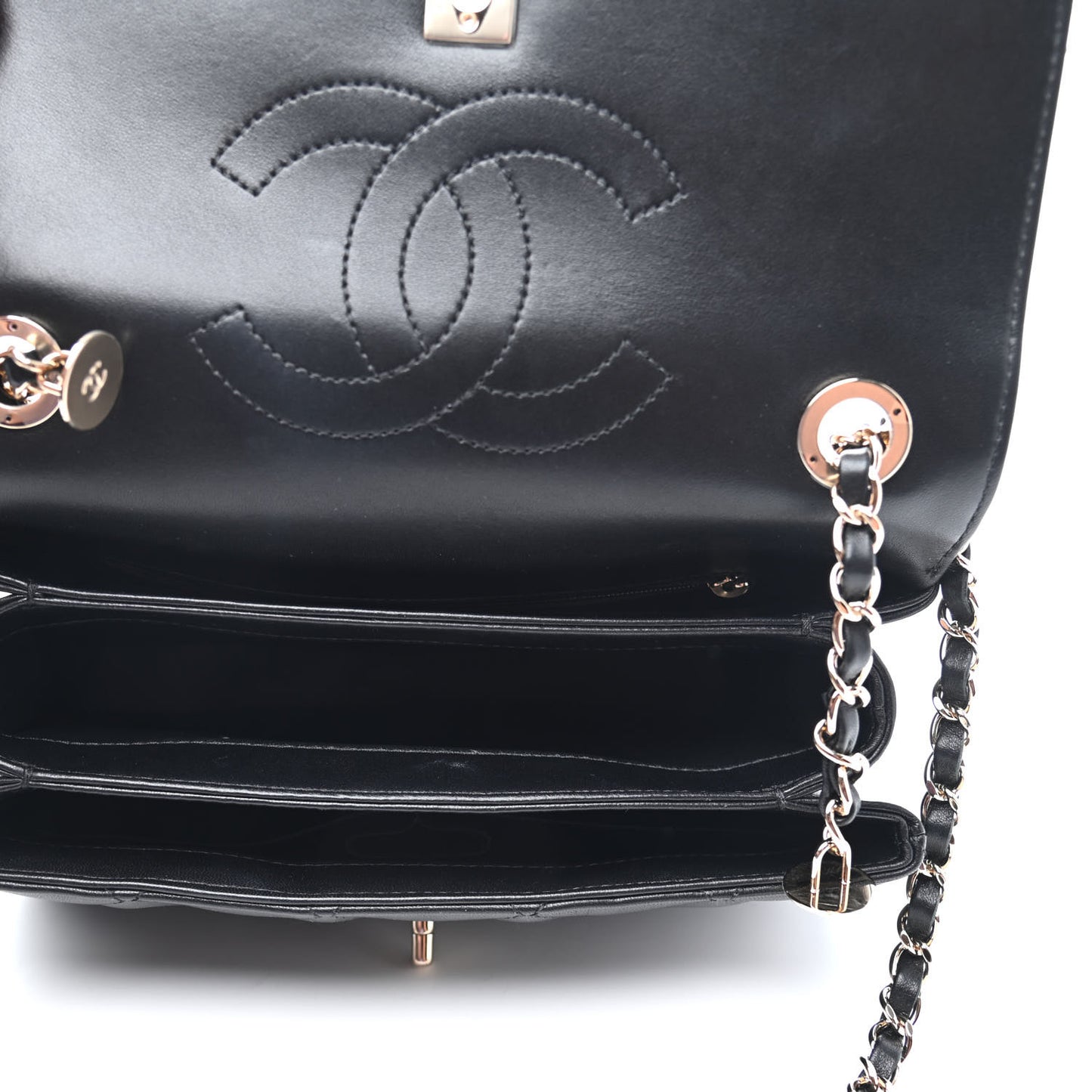 Lambskin Quilted Small Trendy CC Dual Handle Flap Bag Black