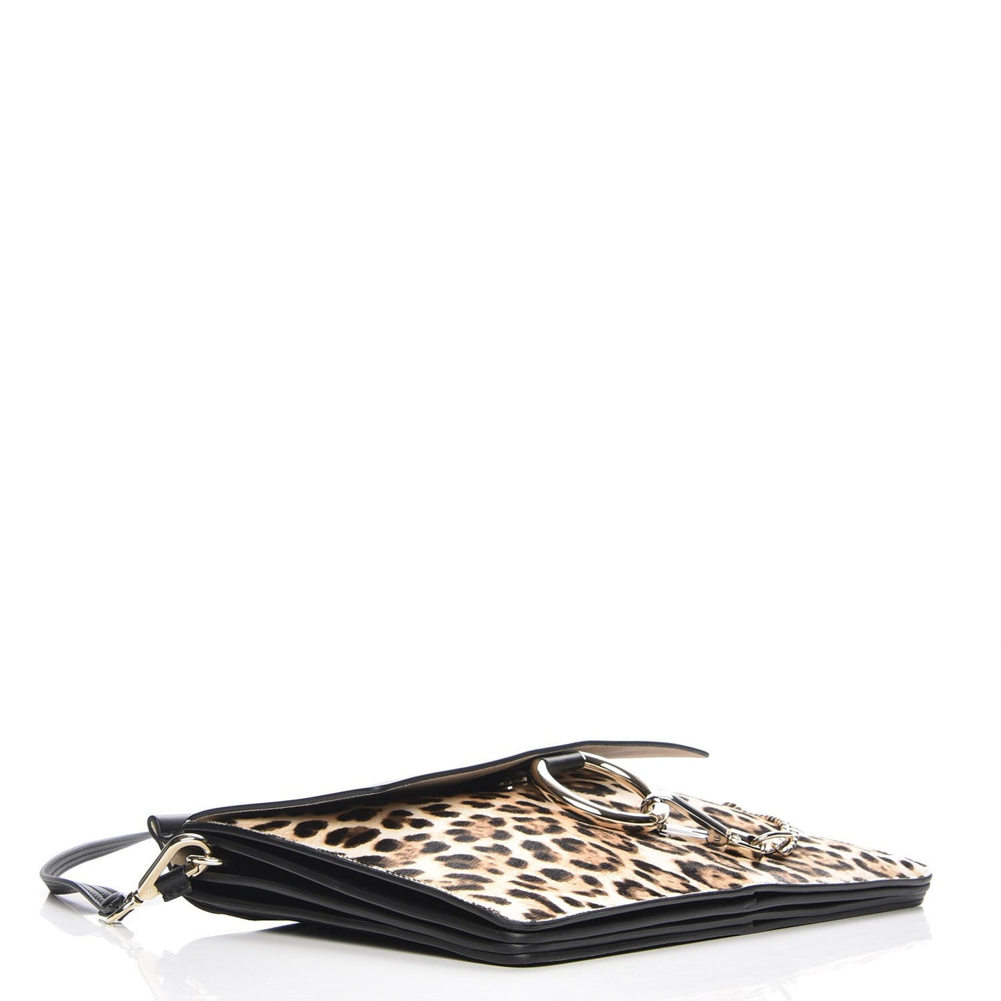 Calf Hair Leopard Print Medium Faye Shoulder Bag Abstract White