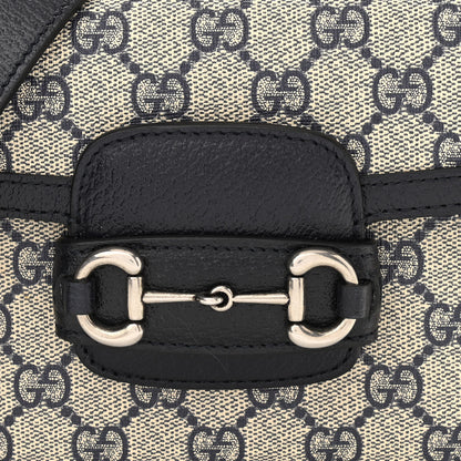 Gucci GG Supreme Monogram Textured Dollar Calfskin Web Mini Horsebit 1955 Shoulder Bag Beige Blue 7 of 9
