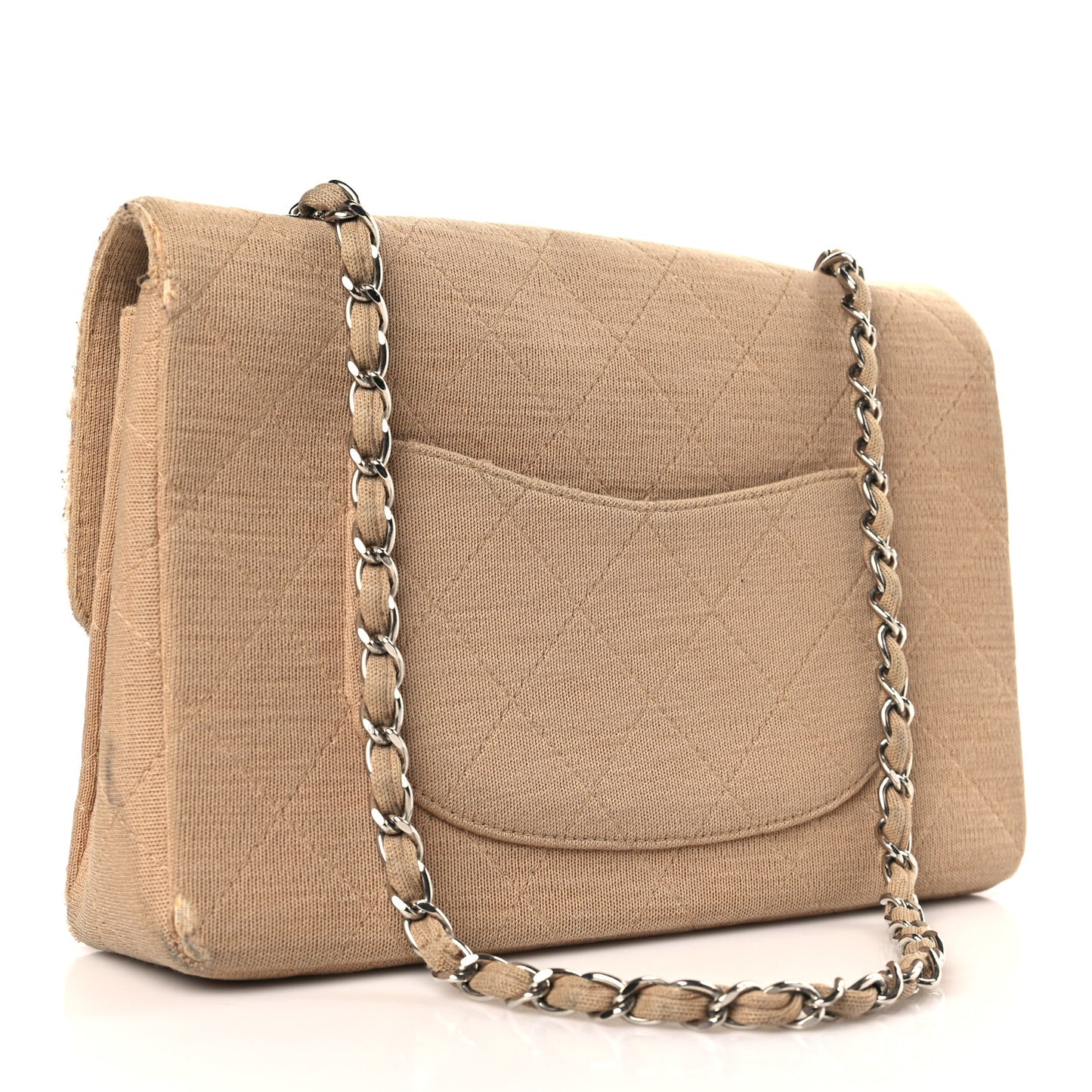 Jersey Quilted Medium Single Flap Beige