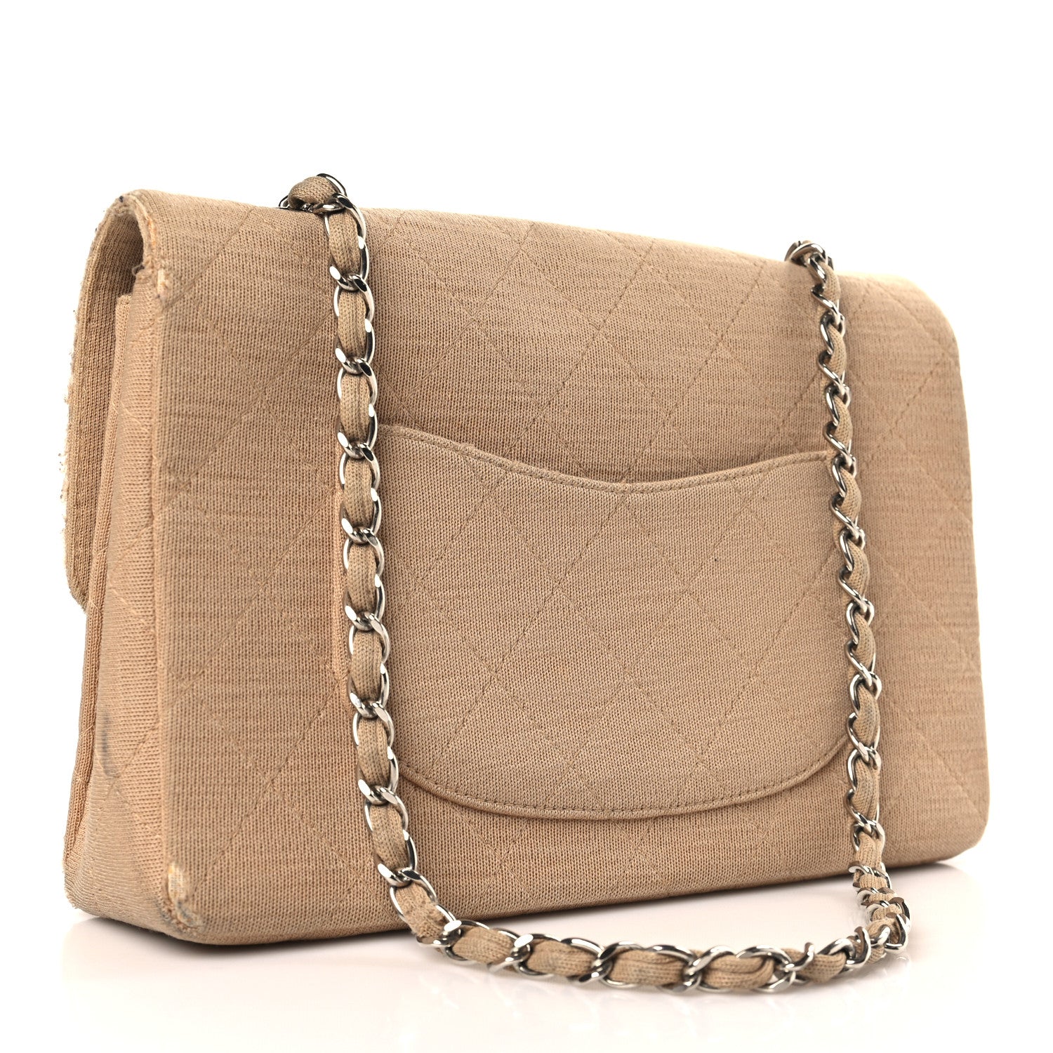 Chanel Jersey Quilted Medium Single Flap Beige 3 of 12