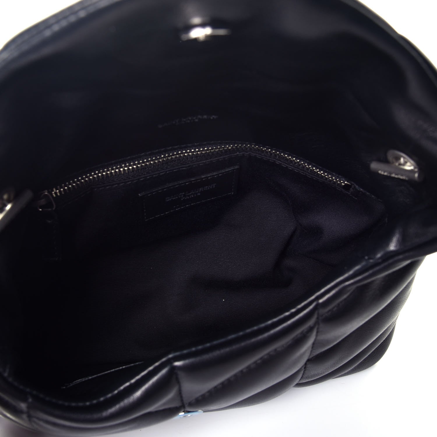 Saint Laurent Lambskin Quilted Toy Loulou Puffer Monogram Chain Satchel Black 5 of 9