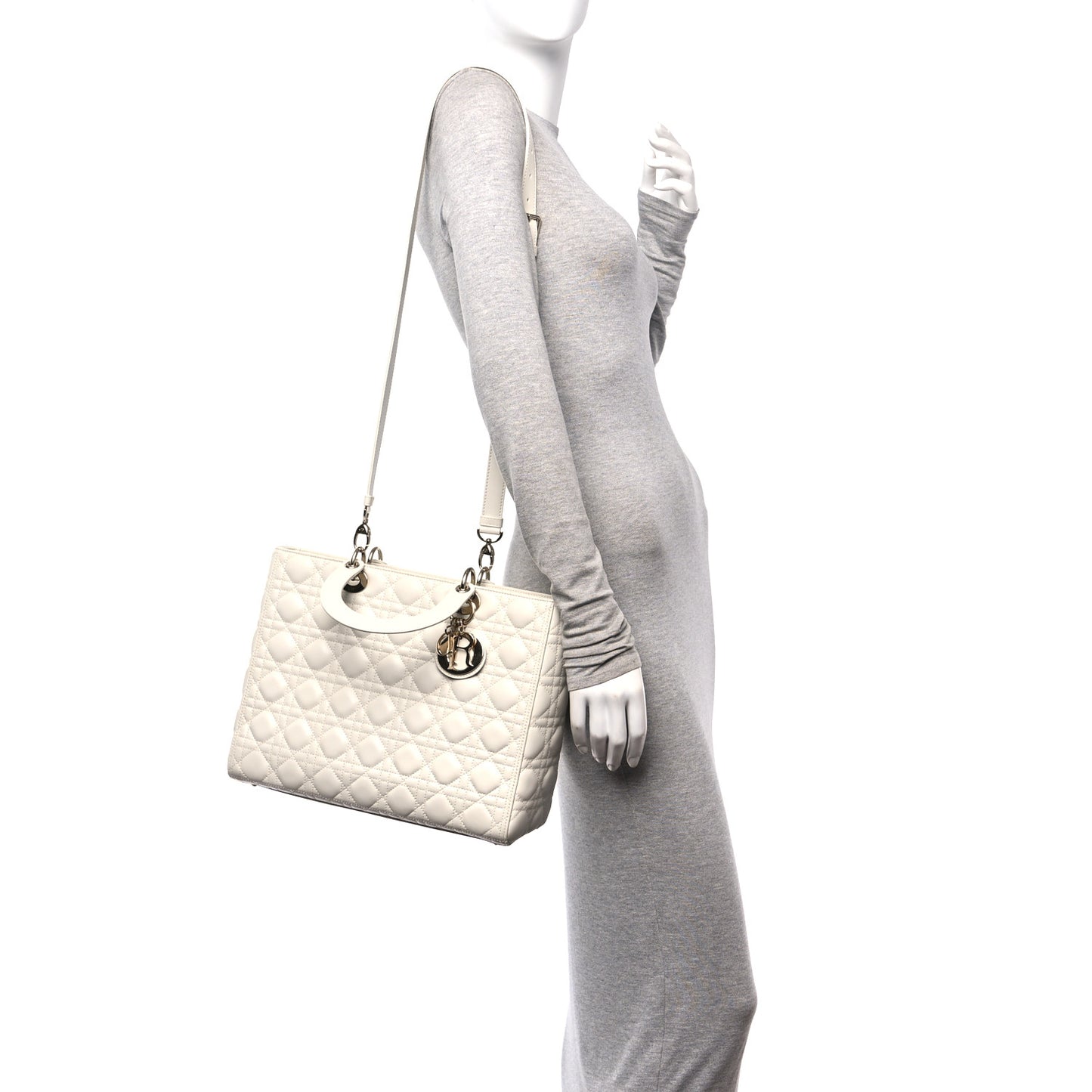 Lambskin Cannage Large Lady Dior White