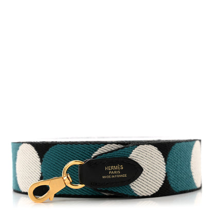Hermes Toile Swift 25mm Sangle Flipperball Shoulder Strap Black Vert Bosphore 1 of 4