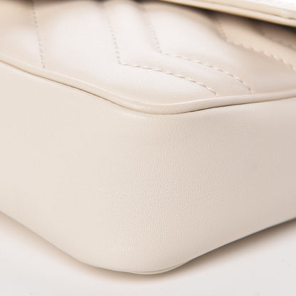 Gucci Calfskin Matelasse Super Mini GG Marmont Shoulder Bag White 6 of 10
