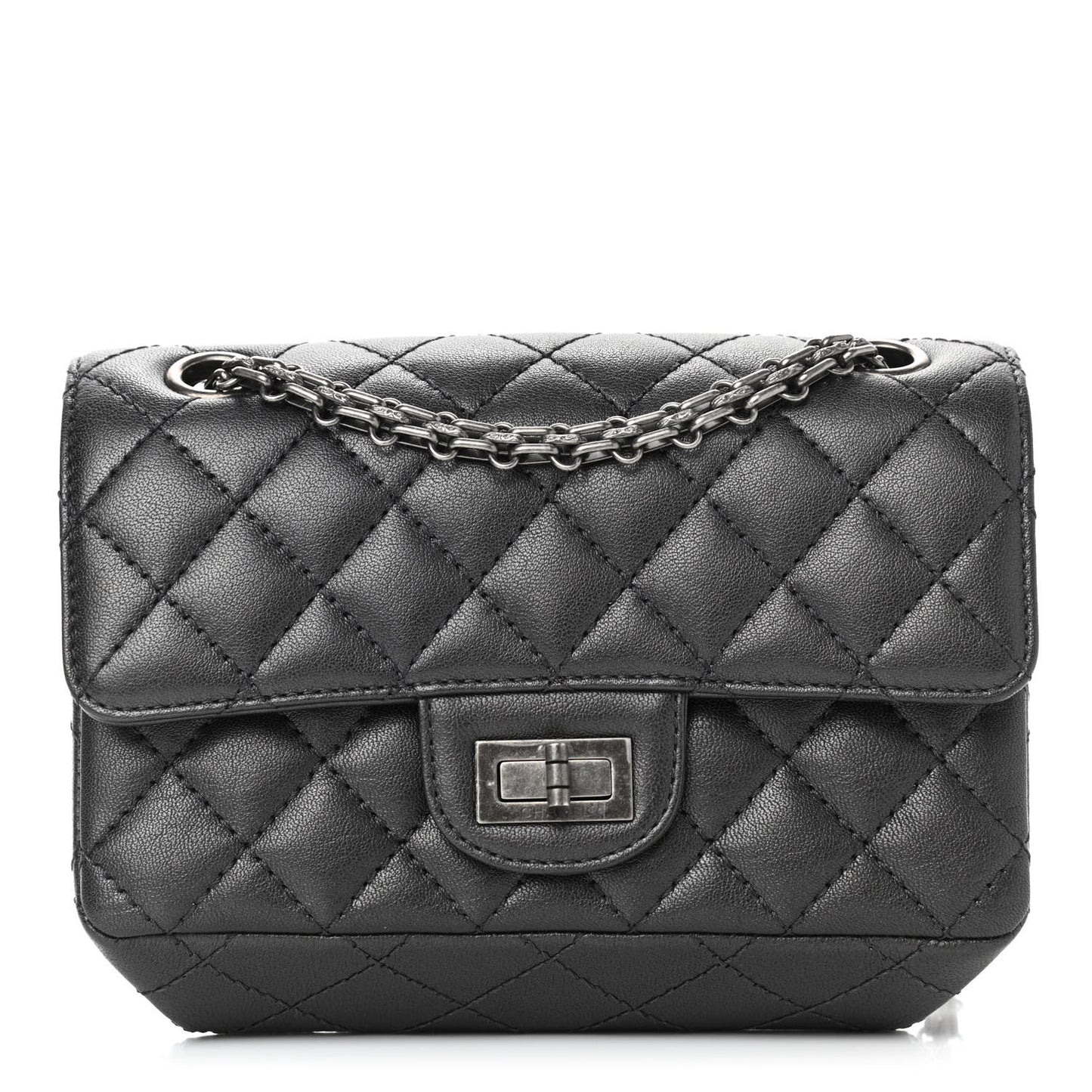 Metallic Sheepskin Quilted 2.55 Reissue Mini Flap Black