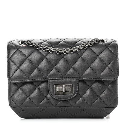 Chanel Metallic Sheepskin Quilted 2.55 Reissue Mini Flap Black 1 of 9