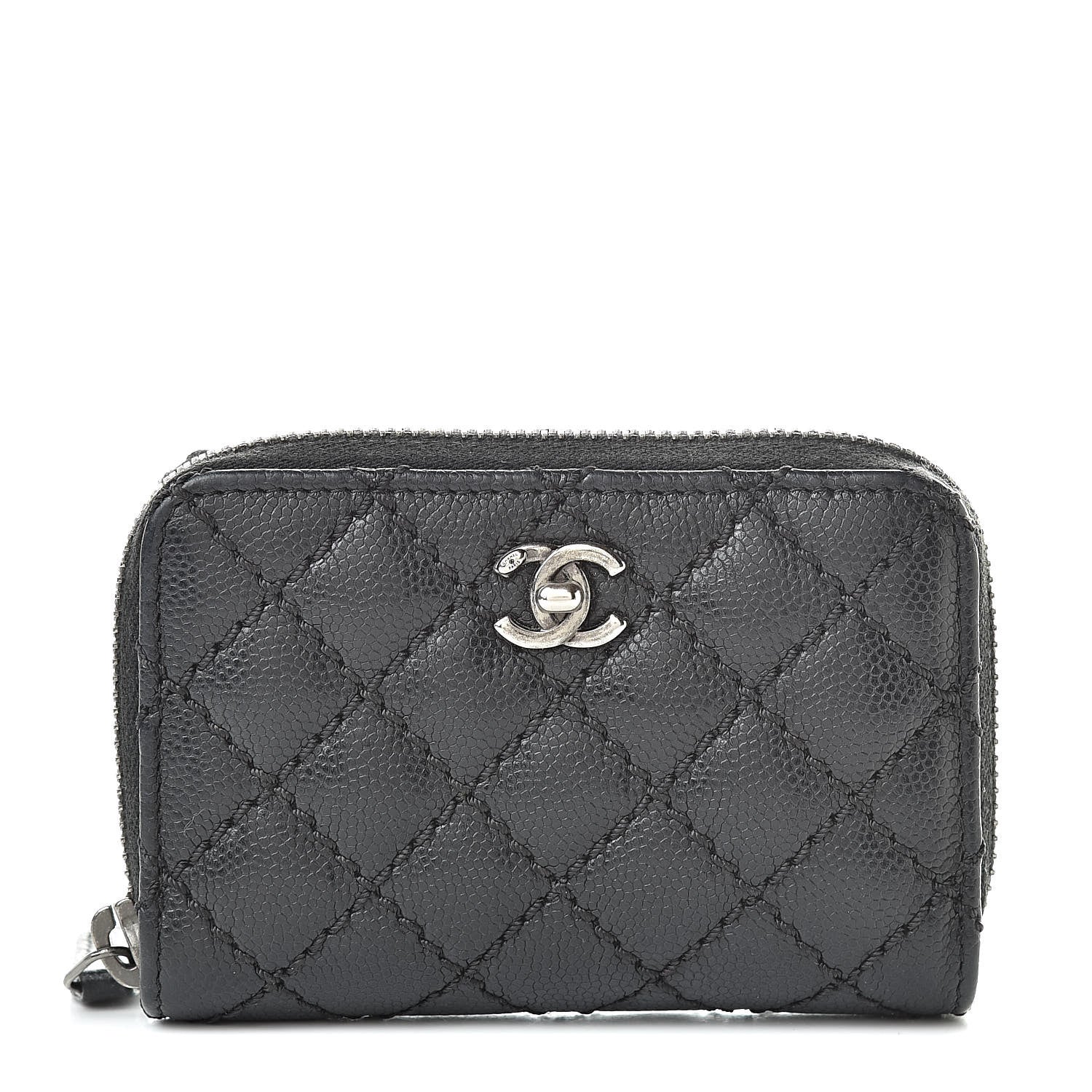 Chanel Caviar Stitched Zip Coin Purse Black 1 of 8