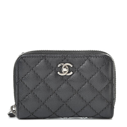 Chanel Caviar Stitched Zip Coin Purse Black 1 of 8