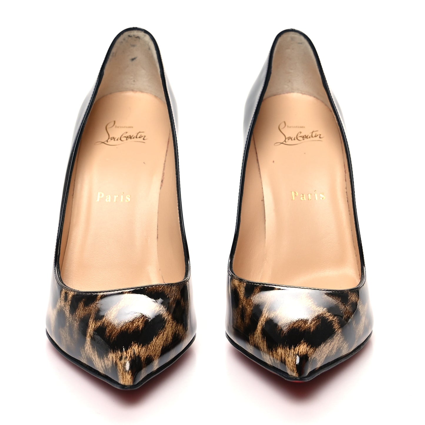 Patent Degrade Leopard Pigalle Follies 100 Pumps 38.5 Leopard Black