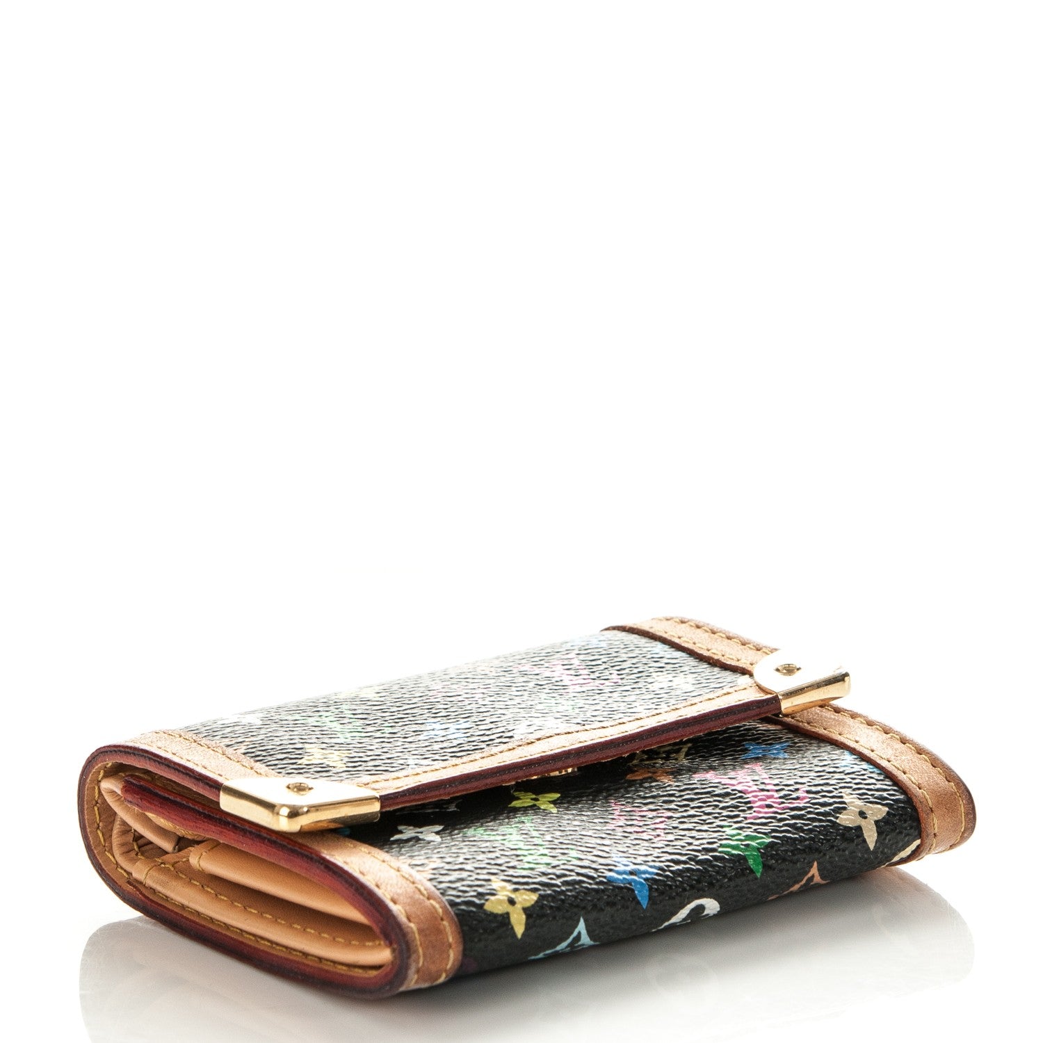 Louis Vuitton Monogram Multicolor Porte-Monnaie Plat Coin Purse Black 4 of 6