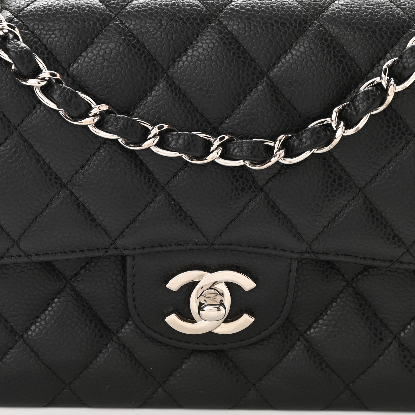 Caviar Quilted Small Double Flap Black