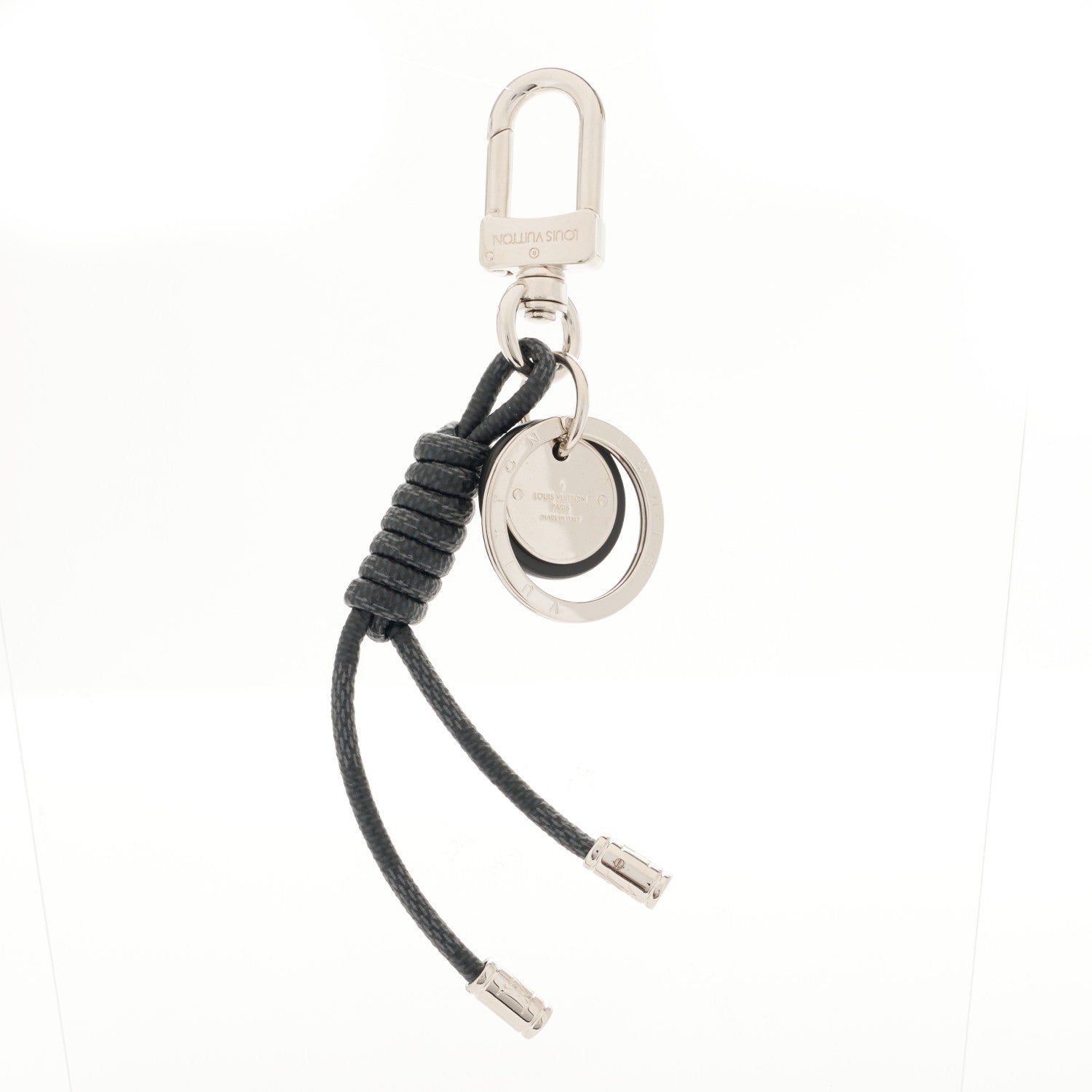 Louis Vuitton Palladium Damier Graphite Rope Bag Charm Key Holder 3 of 5