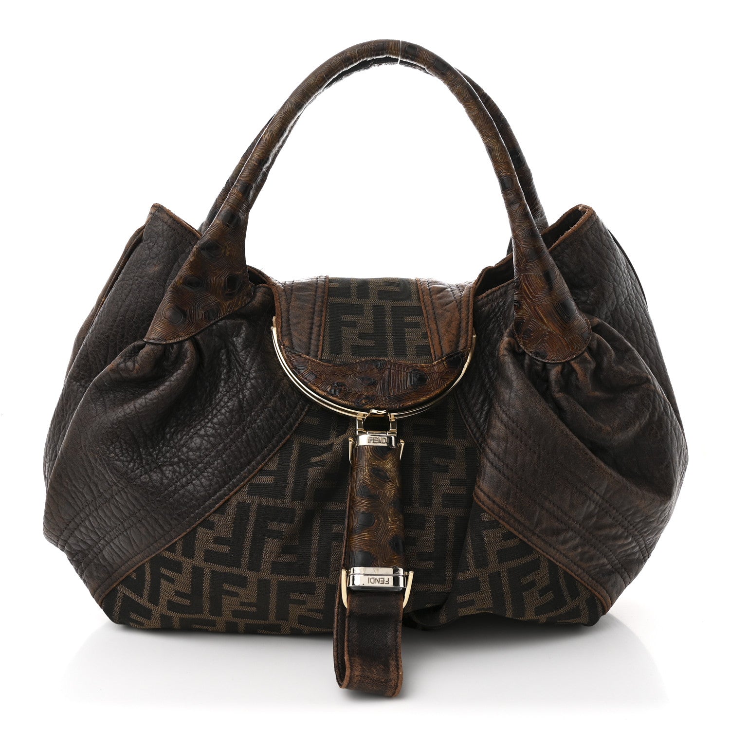 Fendi Zucca Nappa Nuvolata Vitello Tortuga Spy Tobacco Moro 1 of 12