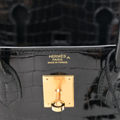 Hermes Shiny Porosus Crocodile Birkin 30 Black 6 of 13