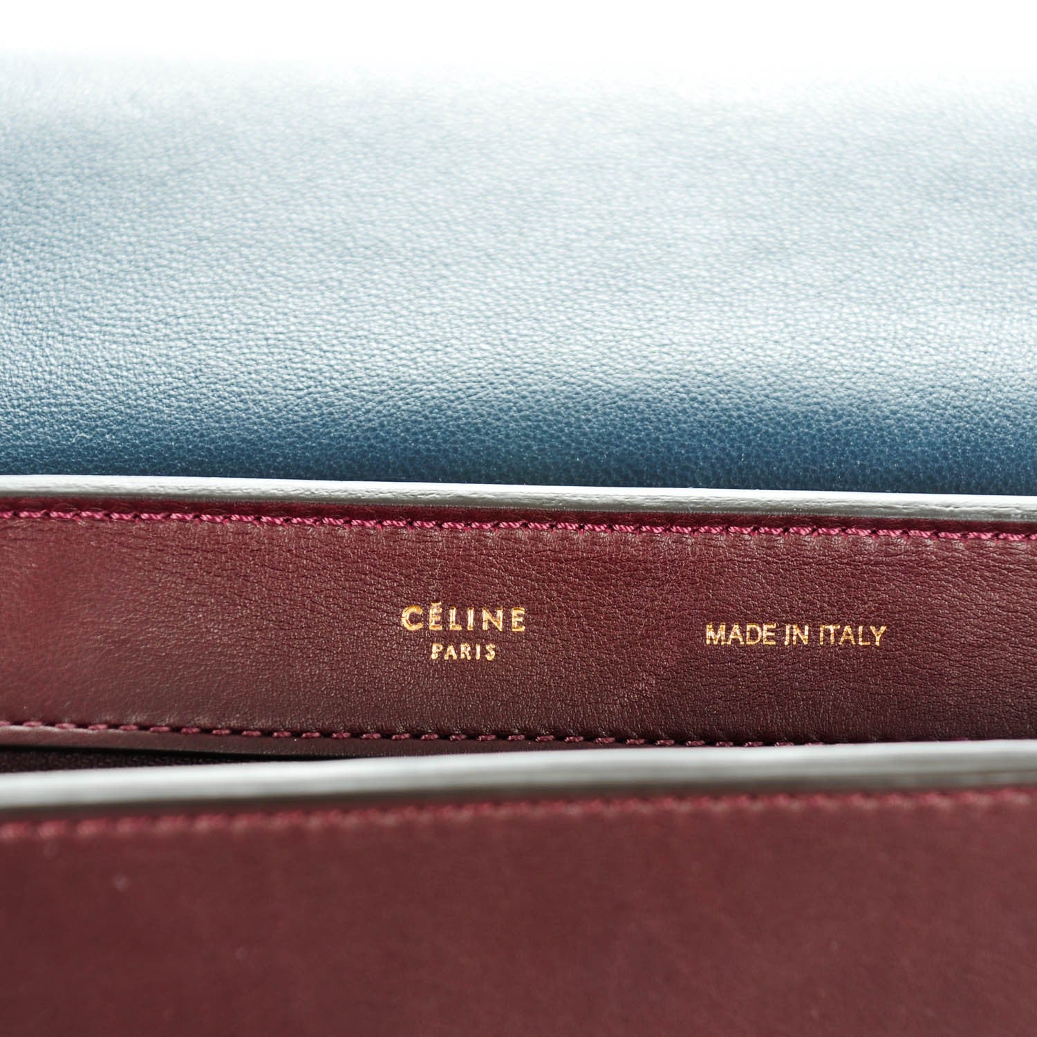 Celine Smooth Calfskin Suede Medium Tri-Color Trapeze Burgundy 8 of 10