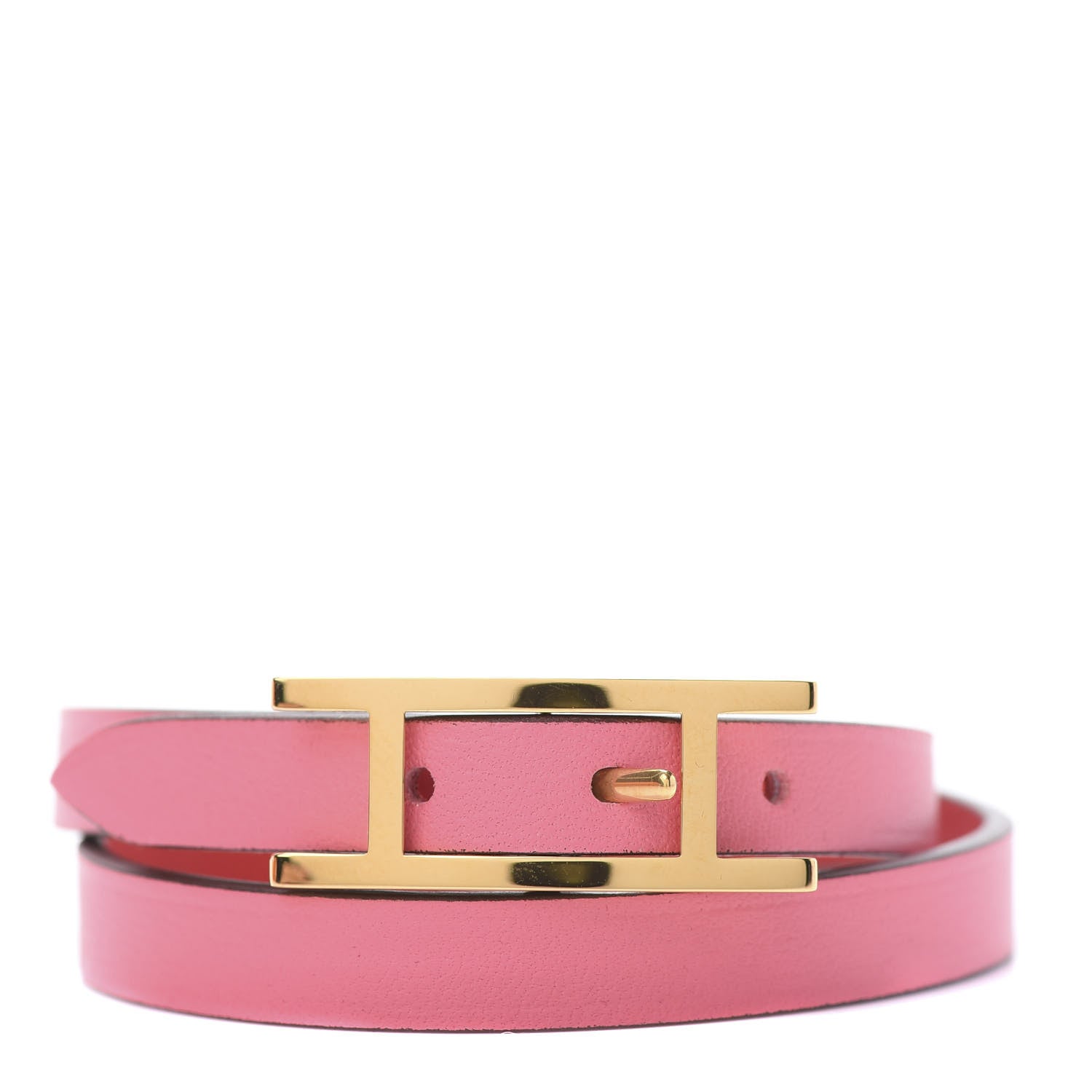 Hermes Swift Chamonix Behapi Double Tour Reversible Bracelet Rose Azalee Rouge De Coeur 1 of 7