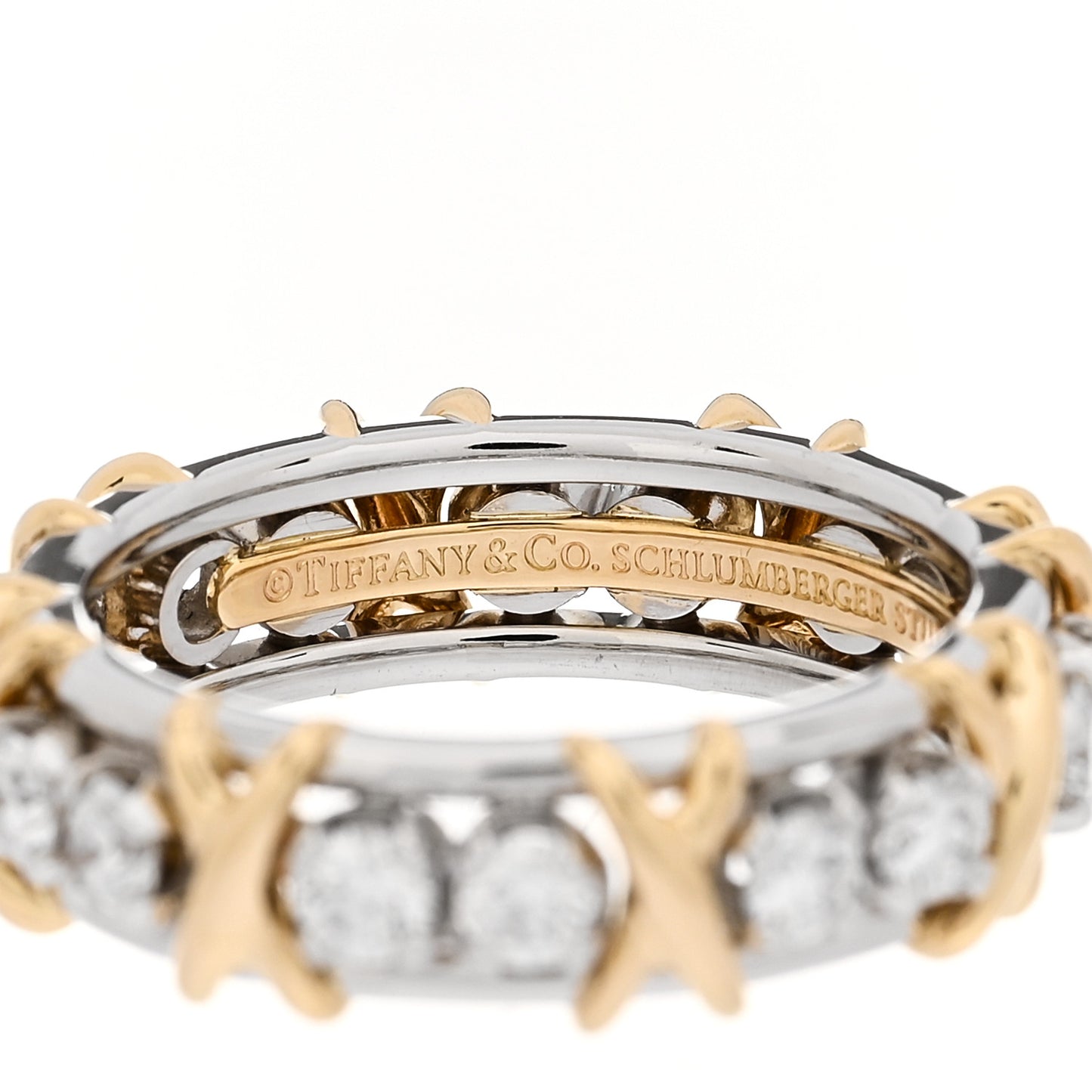 Platinum 18K Yellow Gold Diamond Schlumberger Sixteen Stone Ring 54 7