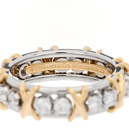 Tiffany Platinum 18K Yellow Gold Diamond Schlumberger Sixteen Stone Ring 54 7 4 of 7