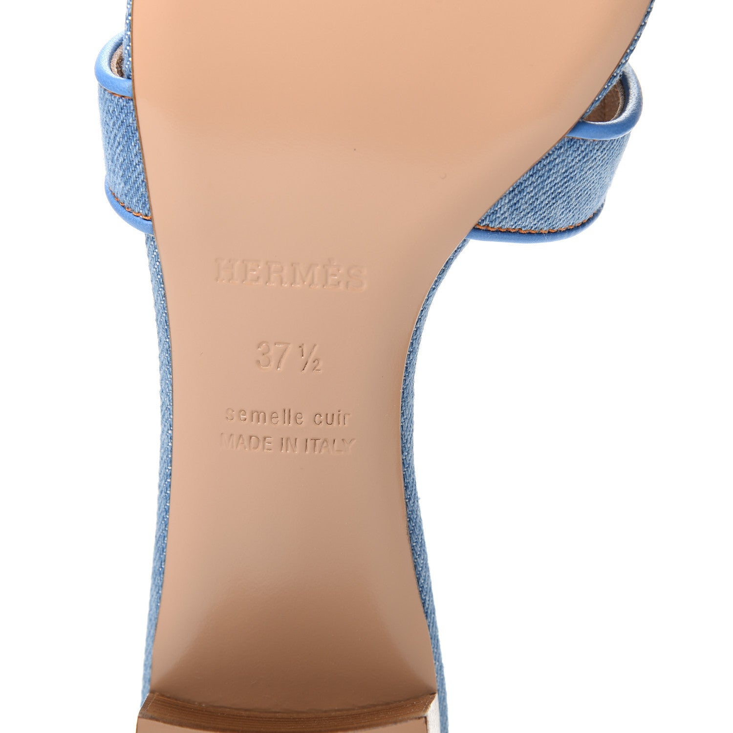 Hermes Denim Oasis Sandals 37.5 Bleu Clair 9 of 11