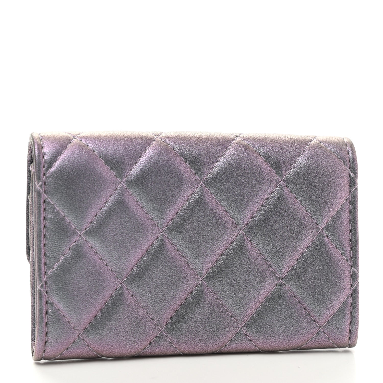 Chanel Iridescent Lambskin Quilted Reissue Flap Card Holder Light Purple 3 of 8