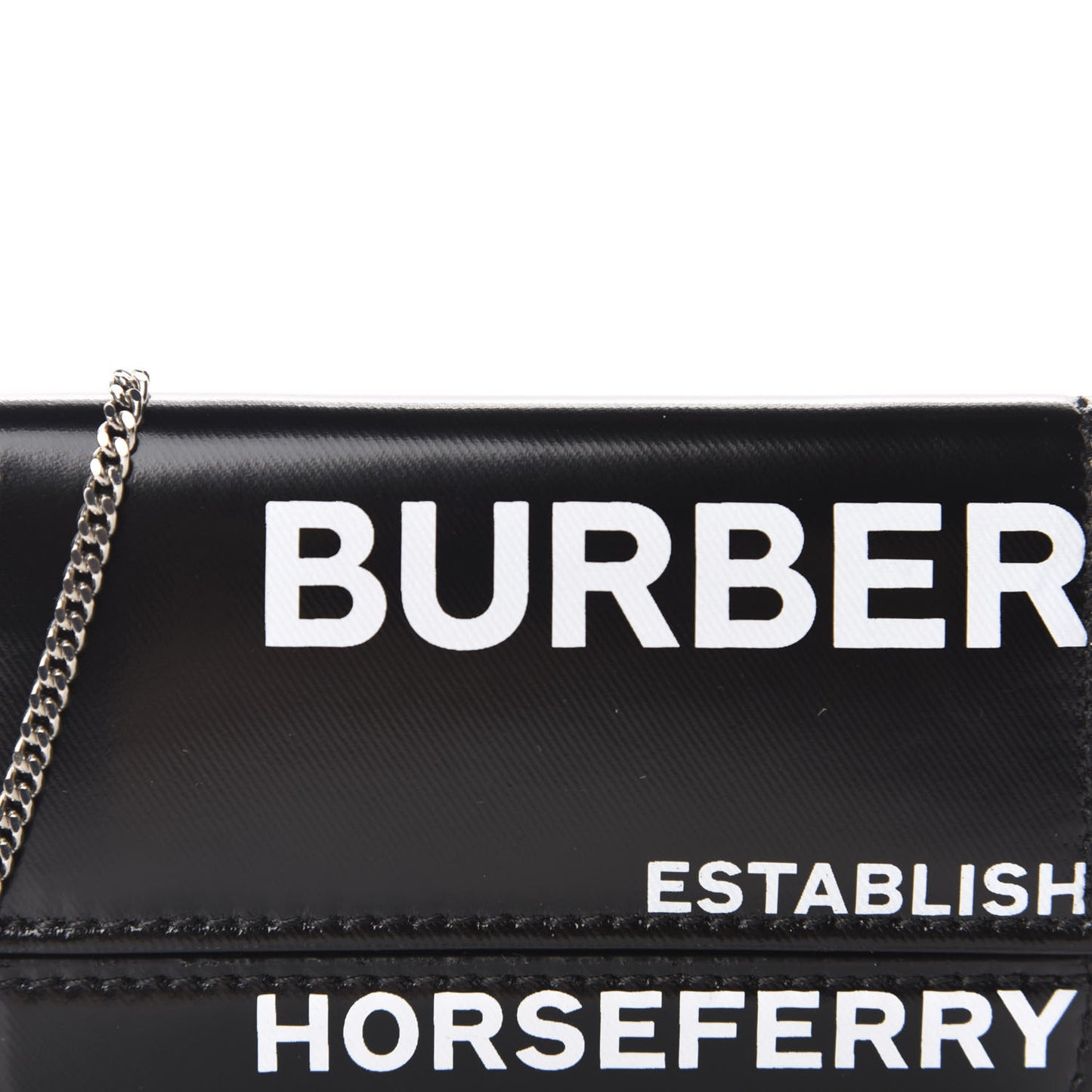 Coated Canvas Horseferry Print Mini Jody Chain Card Case Black