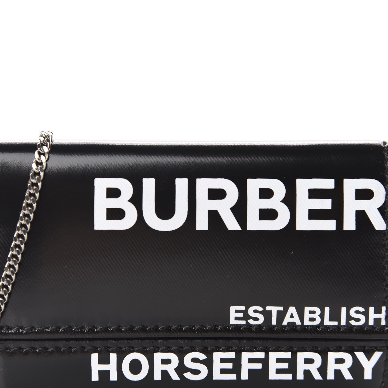 Burberry Coated Canvas Horseferry Print Mini Jody Chain Card Case Black 9 of 9