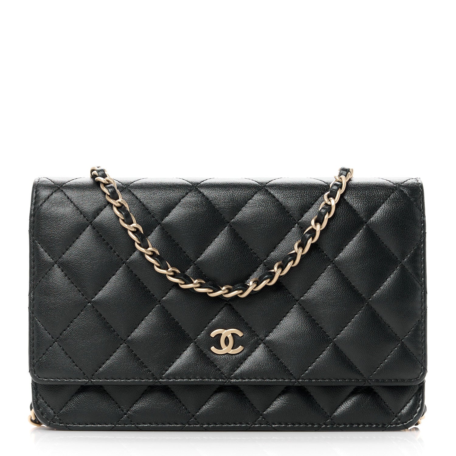 Chanel Lambskin Quilted Wallet On Chain WOC Black 1 of 11