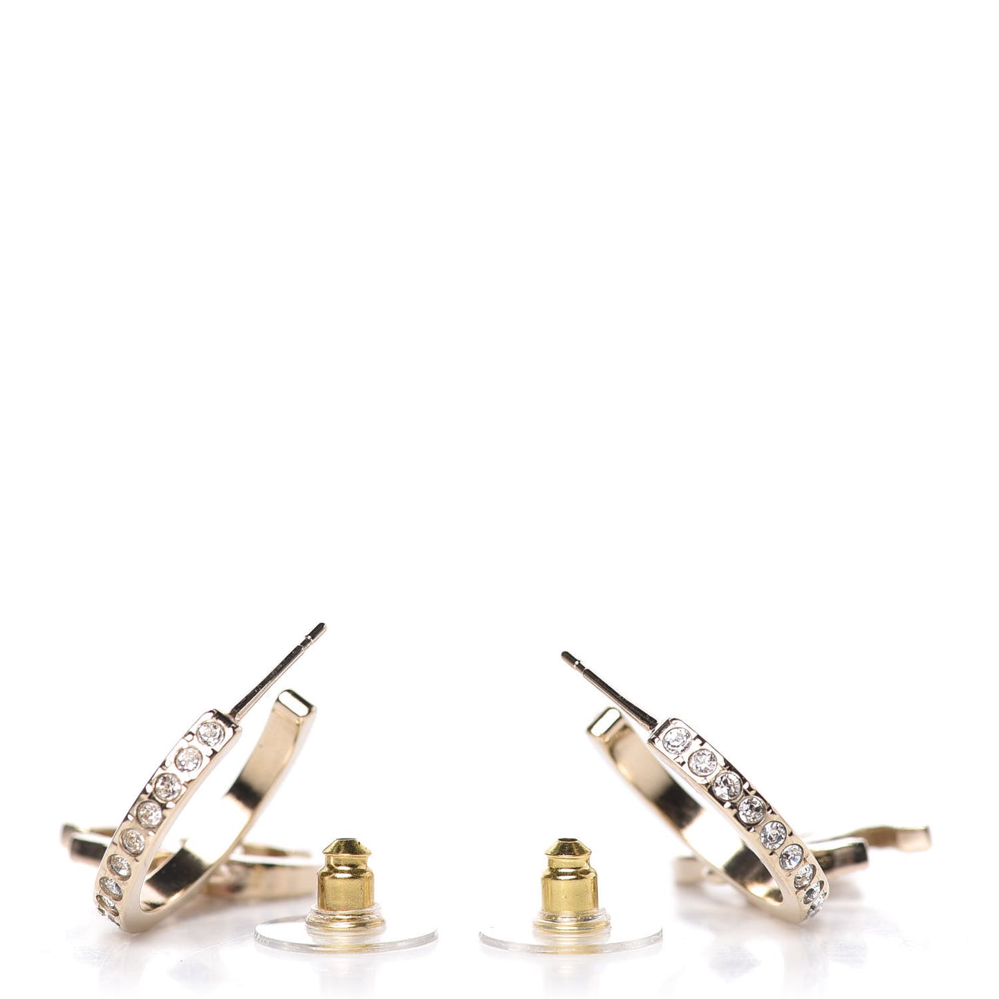 Crystal Lock Symbols CC Hoop Drop Earrings Gold