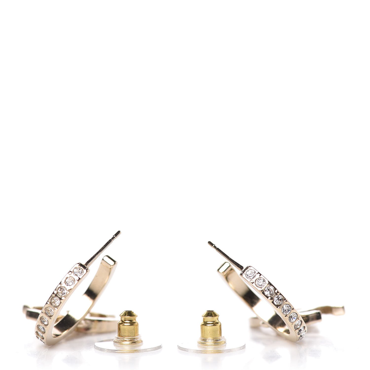 Chanel Crystal Lock Symbols CC Hoop Drop Earrings Gold 3 of 4