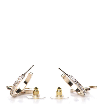 Chanel Crystal Lock Symbols CC Hoop Drop Earrings Gold 3 of 4