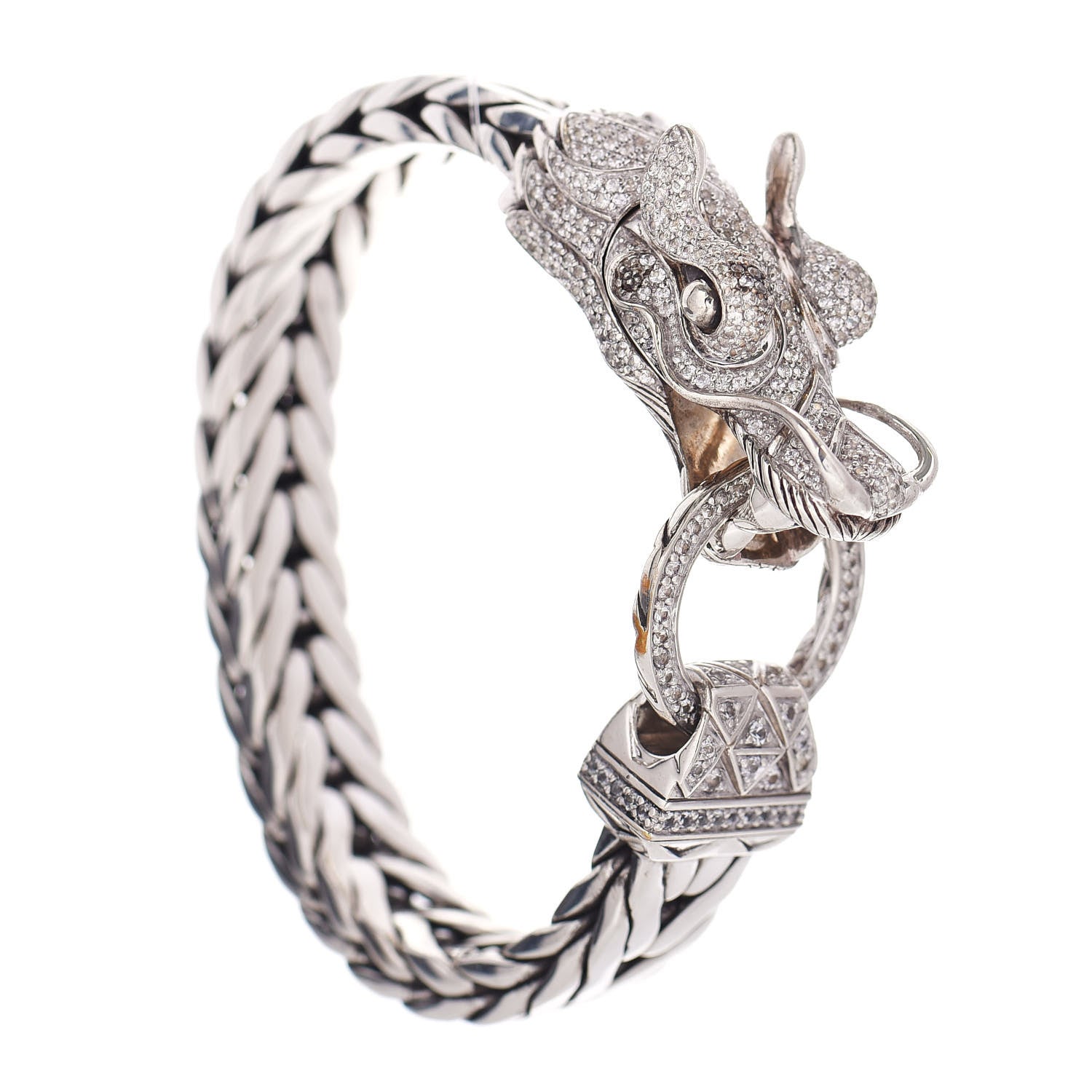 John Hardy Sterling Silver White Sapphire Naga Bracelet 1 of 5