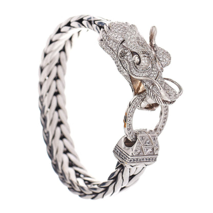 John Hardy Sterling Silver White Sapphire Naga Bracelet 1 of 5