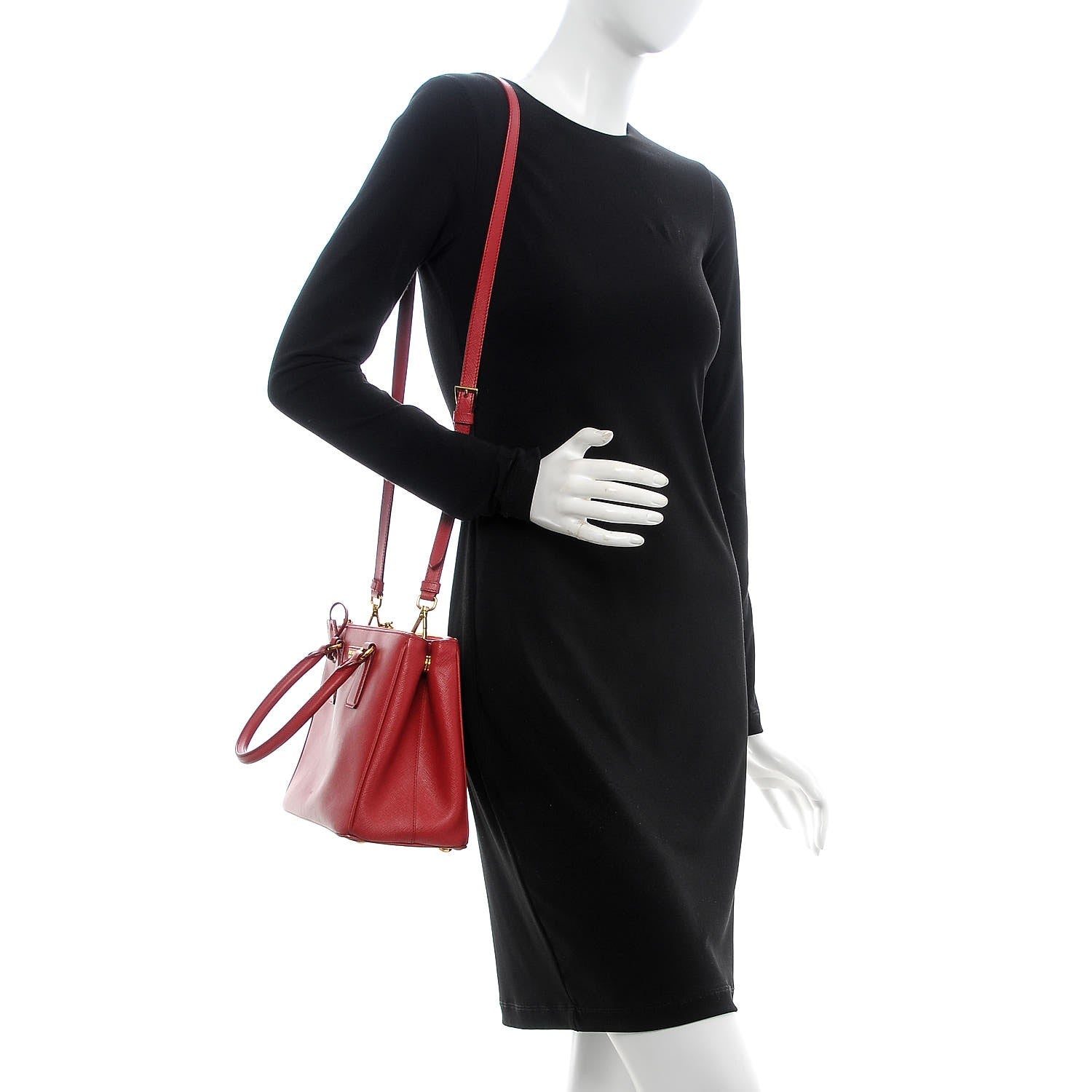 Prada Saffiano Small Galleria Double Zip Tote Fuoco 2 of 13