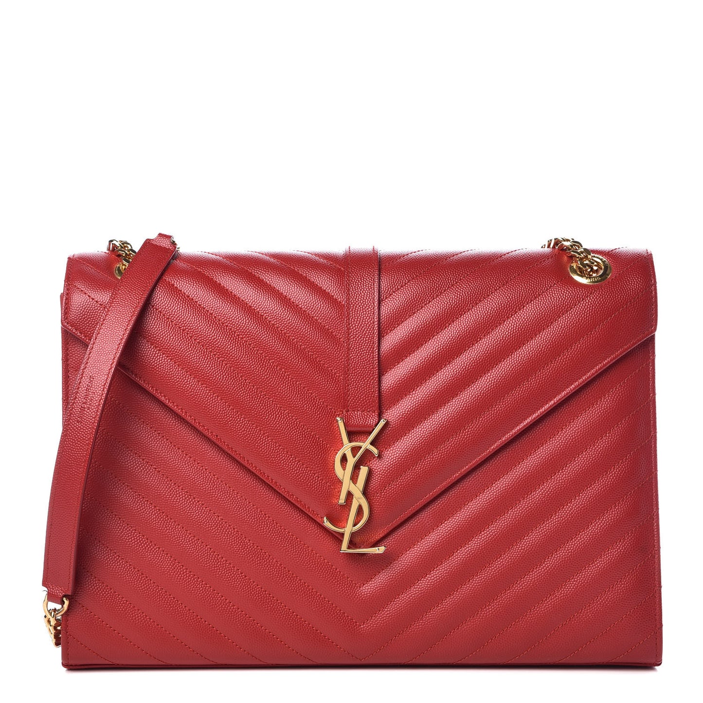 Grain De Poudre Matelasse Chevron Large Monogram Satchel Lipstick Red