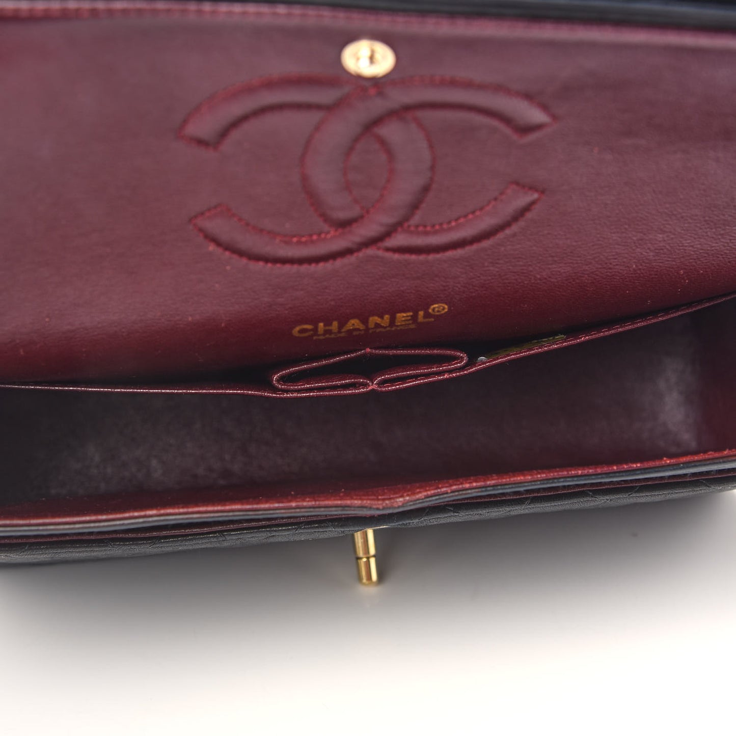 Lambskin Quilted Medium Double Flap Black