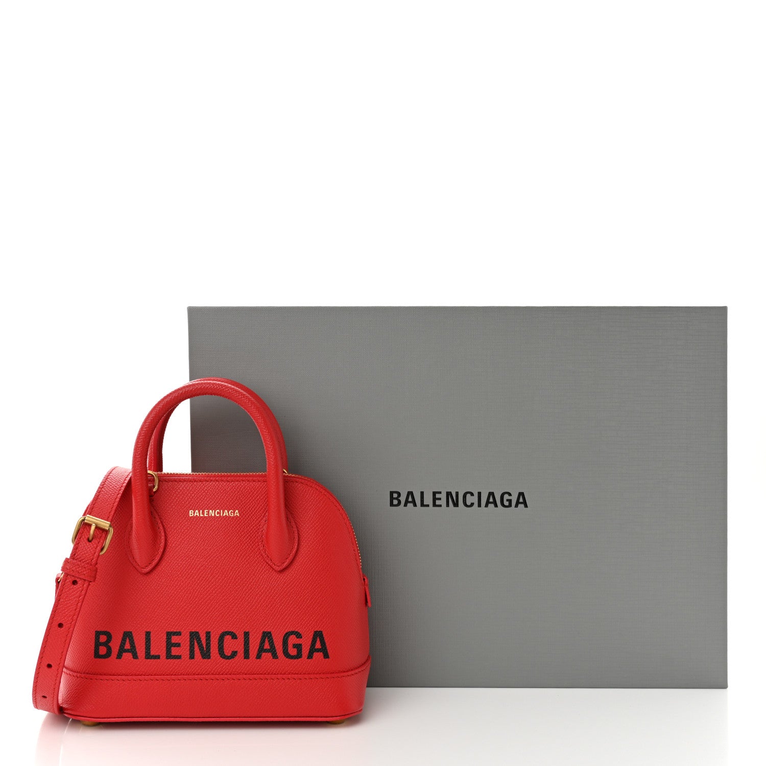 Balenciaga Signature Grained Calfskin Logo XXS Ville Top Handle Bag Rouge Coquelicot Black 12 of 12