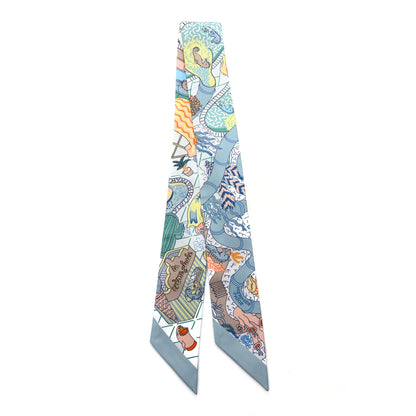 Hermes Silk Splash Park Twilly Vert De Gris Jaune Bleu 2 of 3