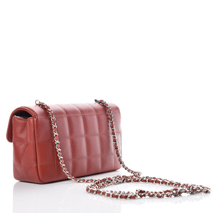 Chanel Caviar Mini Chocolate Bar Camellia Flap Red 3 of 12