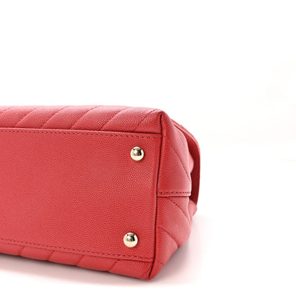 Chanel Caviar Chevron Quilted Small Coco Handle Flap Red 10 of 10