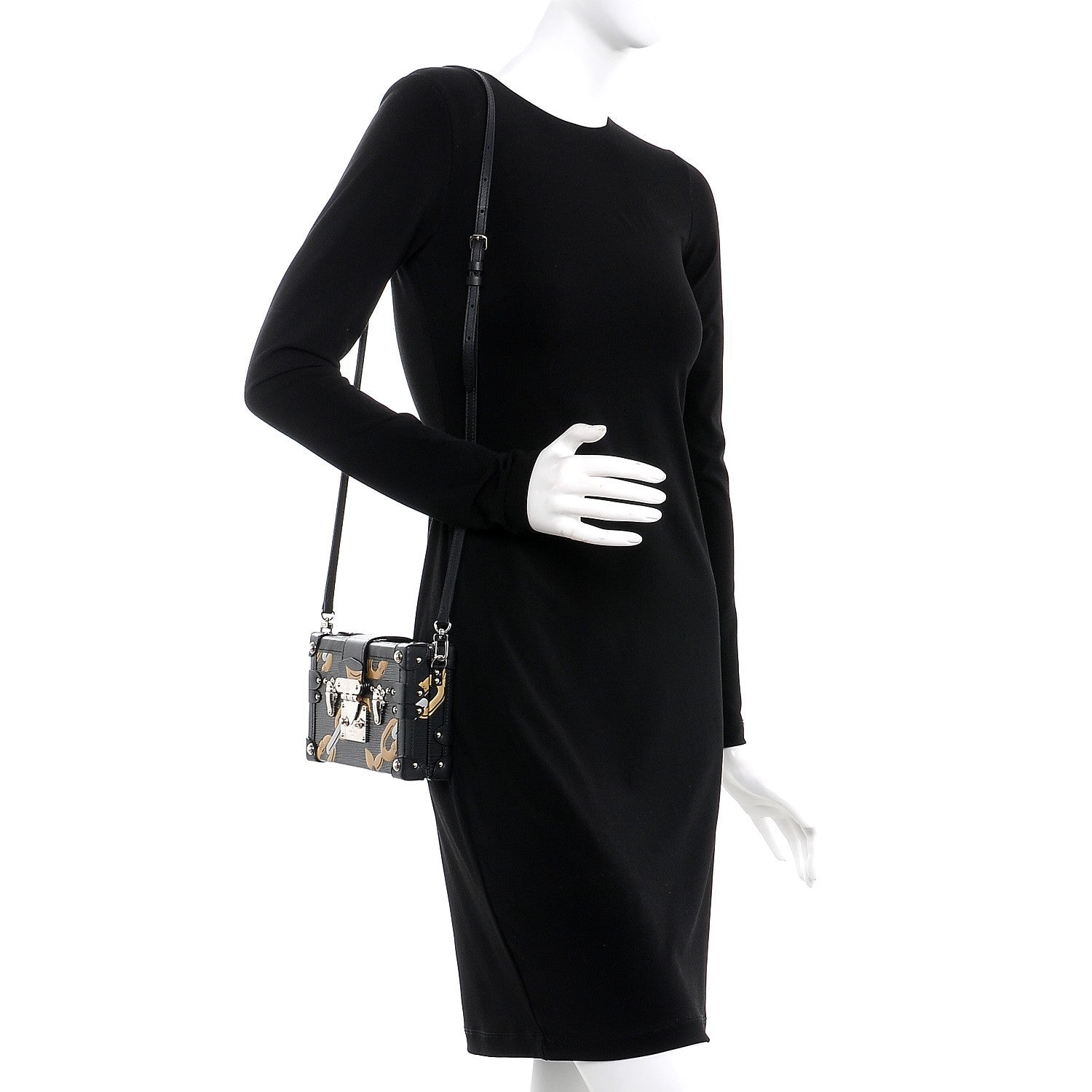 Louis Vuitton Epi Chain Flower Petite Malle Black 2 of 7