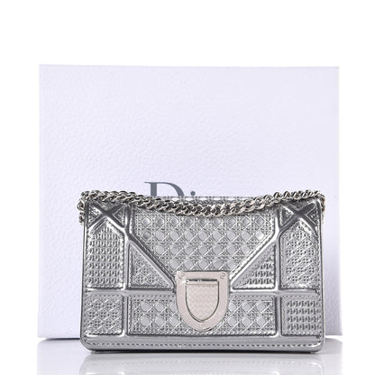Christian Dior Metallic Patent Micro-Cannage Baby Diorama Flap Bag Silver 8 of 8